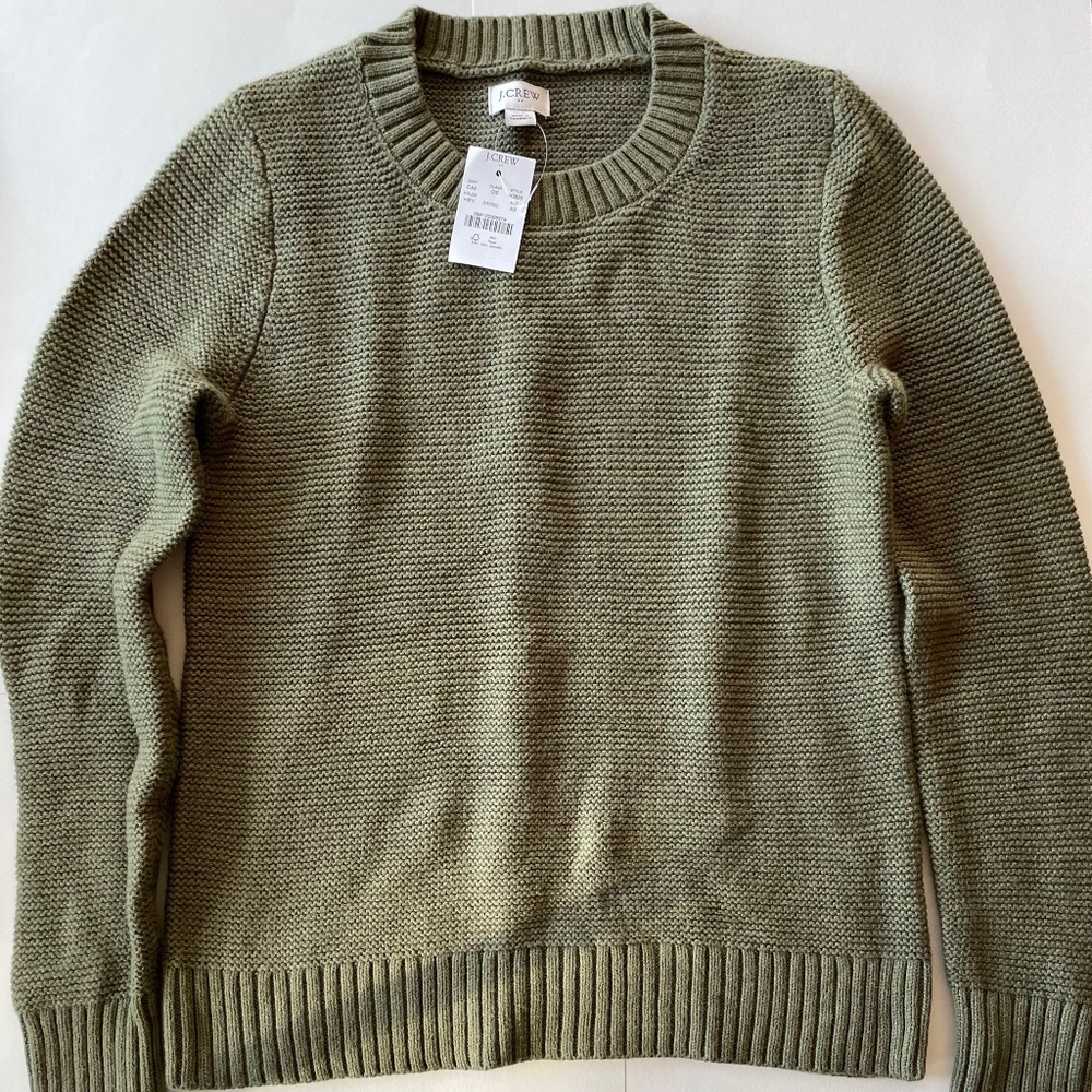 J. Crew Factory• Hthr Evergreen Crew Neck Classic Sweater Wool Cotton